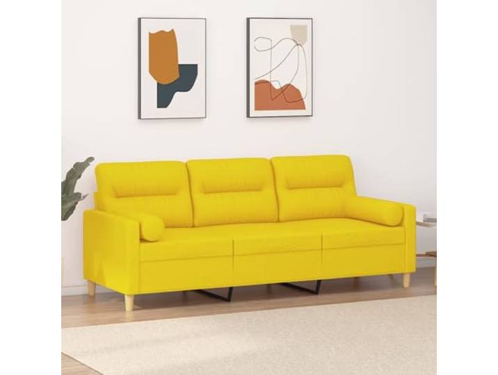 HEFZGDB Modernes 3-Sitzer-Sofa mit Zierkissen 180 cm Stoffbezug atmungsaktiv langlebig Metallgestell robust abnehmbare Bezüge komfortabel Sitzfläche gepolstert Wohnzimmer Möbel