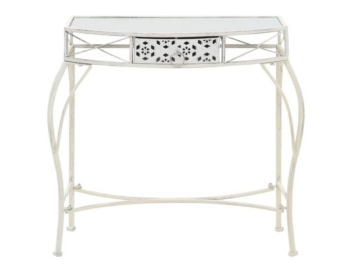 vidaXL Beistelltisch, Beistelltisch Französischer Stil Metall 82x39x76 cm Weiß