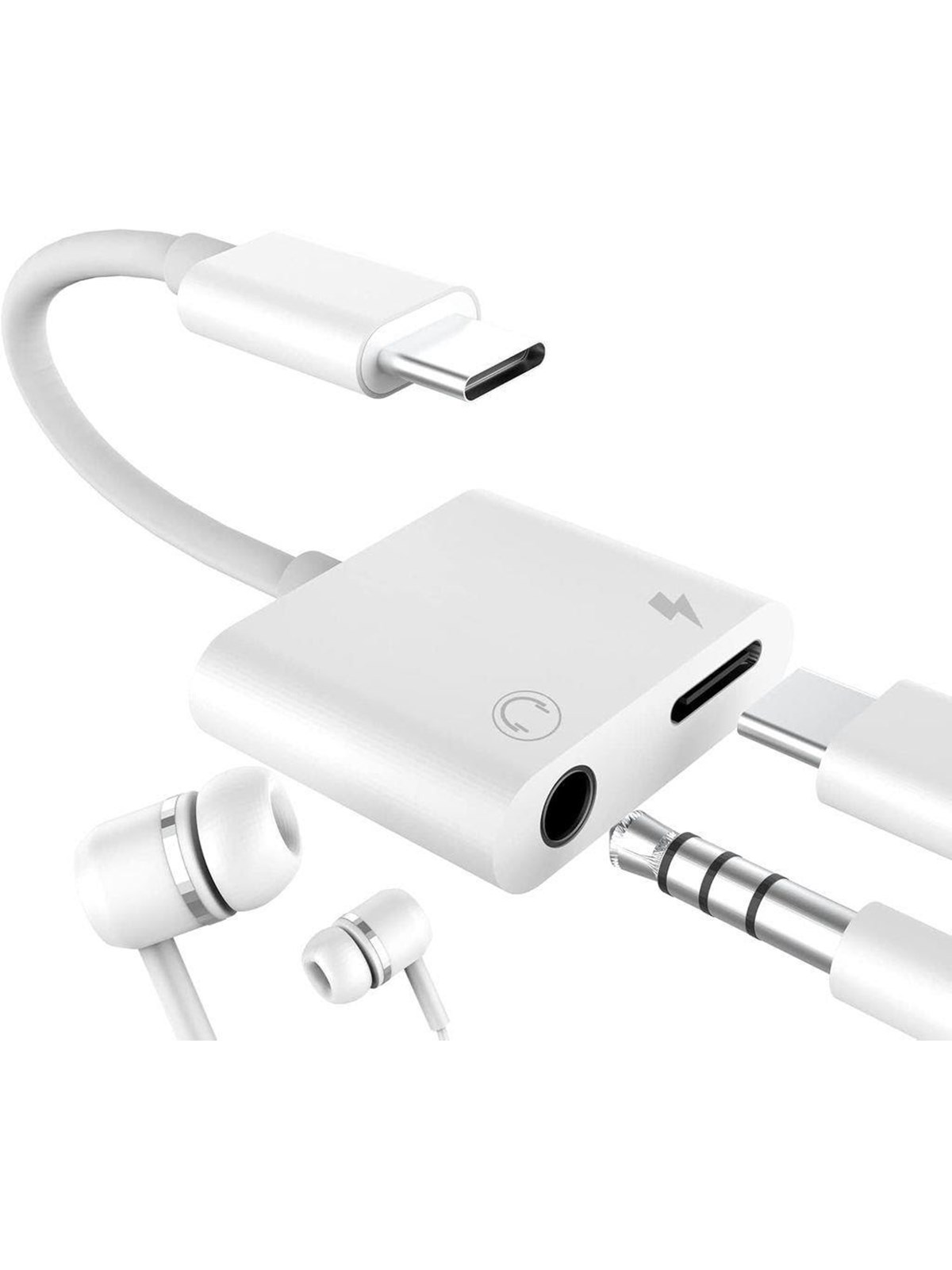SiGN USB-C to 3.5mm AUX Adapter - 3A - Charge & Listen - White