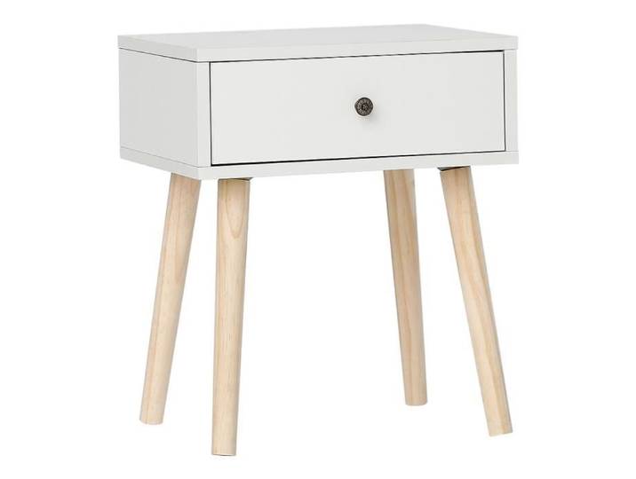 Table de chevet - Marque - Modèle - Glissière de tiroir - Bois massif - Blanc - Scandinave - Moderne