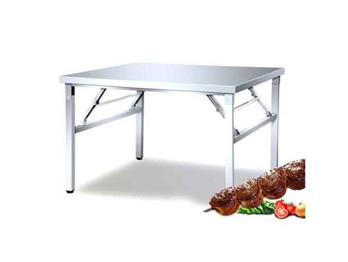 Edelstahl Arbeitstisch Klappbarer Edelstahltisch Küchentisch Outdoor Küche Tisch Gastronomie Gastro Terrasse klappbar Küchenschrank für Küchen Werkstatt Garten Keller Grilltisch Pflanztisch(Size:100x6