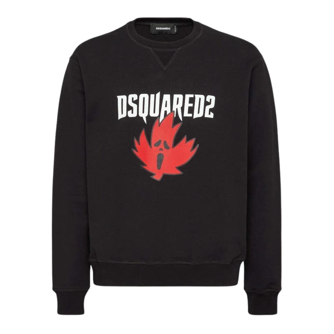Dsquared2 Horror Maple Leaf Cool Fit Zwarte Sweatshirt