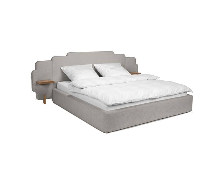 Polsterbett design 140 x 200cm Chenille Roselia Grau/Hellgrau Kein Bettkasten