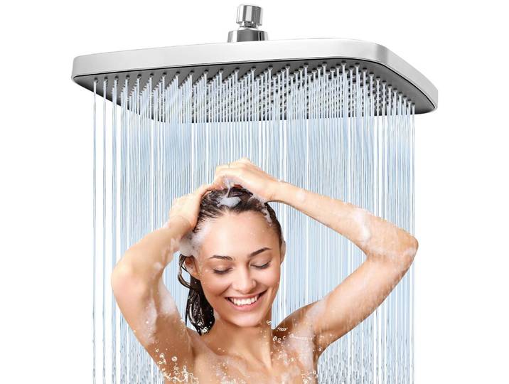 Regendusche Duschkopf 12 Zoll Edelstahl Quadrat Gebürstetes Chrom Selbstreinigend