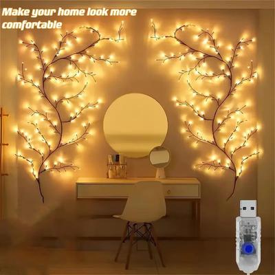 Inspired Finds Willow Vine LED Tree Branch Lights USB 72 96 LED DIY Wall Decor 72 Led