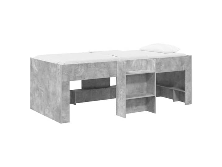 HFXHIJXQ Kinder Hochbett Betongrau 193 x96 x 68,5 cm Holzwerkstoff Platzsparendes Design für das Schlafzimmer mit integrierter Leiter, TPE-Eckenschutz und Freiraum für Spielbereich.