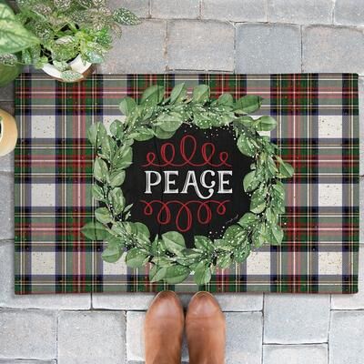 Laural Home Christmas Themed Chenille Outdoor Rug