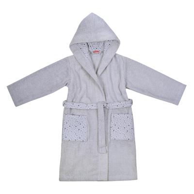 Kinderbademantel WÖRNER "Sterne" Gr. 86, grau (hellgrau), L:60cm, Baumwoll-Webfrottier, Hausmäntel, mit Stickerei, mit Taschen, maschinenwaschbar, trocknergeeignet