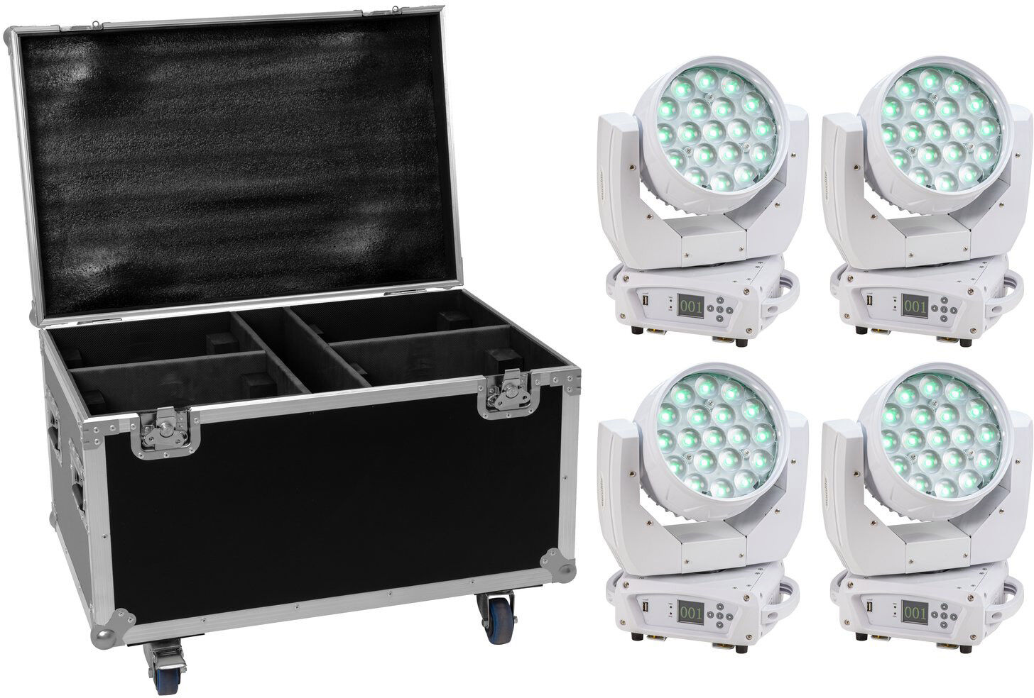 EuroLite Set 4x Led Tmh-X4 Weiß + Case Mit Rollen