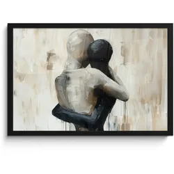 POSTER MIT RAHMEN Abstrakt - Liebe - Schwarz und weiß - Modern 60x40 cm