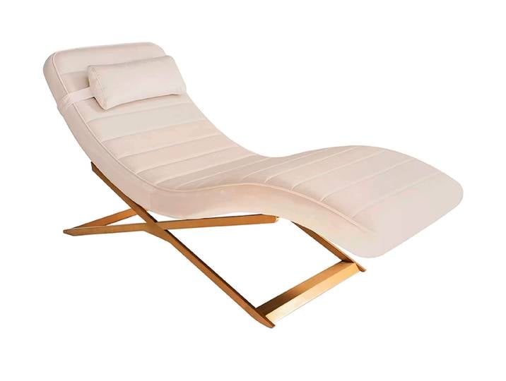Dexter Chaiselongue – Kreideweiß – Basis Messing