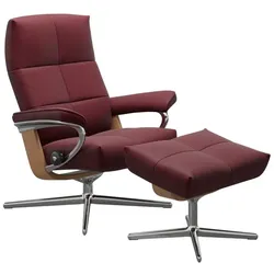 Stressless Sessel mit Hocker David Cross Leder Rot Batick Bordeaux L (Large)