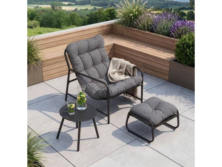 Salon de jardin 3 pièces Trerdfjoa gris foncé
