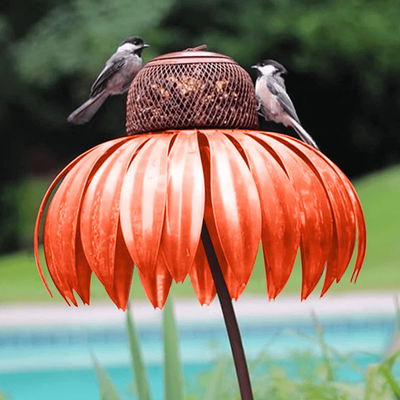 HomeDecorAndMore LLC Coneflower Bird Feeder Orange