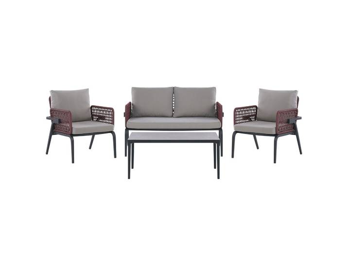 Beliani Lounge-Set 4-Sitzer grau Sciacca, Grau, Metall, Gartenmöbel, Gartengarnituren, Gartenmöbel-Sets