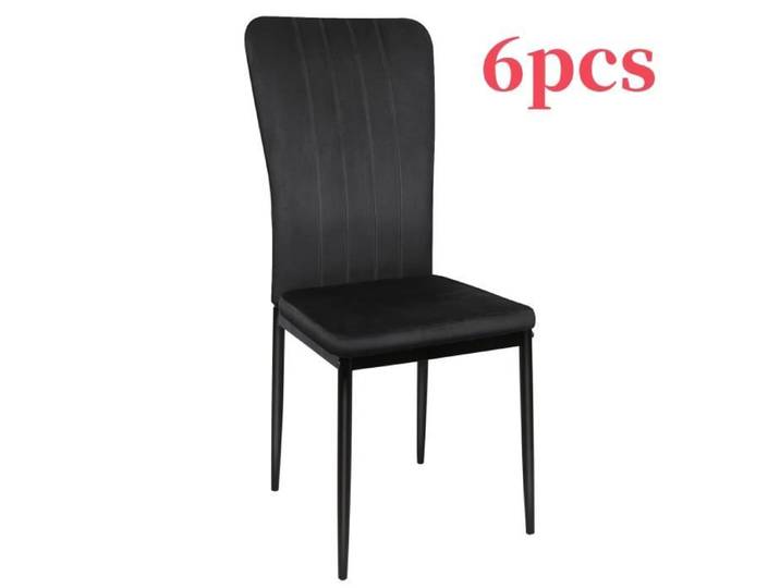 MaestroHa-6PCS Chaises de salle à manger rembourrées en velours à rayures verticales et à dossier incurvé Noir