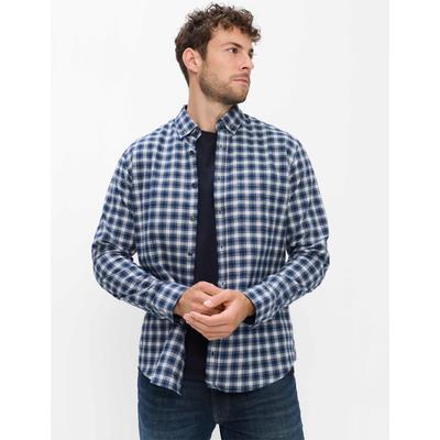 Businesshemd BRAX "Style DANIEL", Herren, Gr. L, Normalgrößen, blau (navy), Web, 100% Baumwolle, Hemden