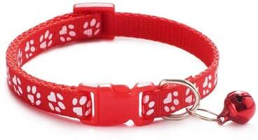 Uplifted Finds "Paw Print ""Safety Snap"" Adjustable Pet Collar red"