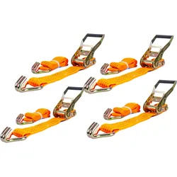 Satz aus vier UNITRAILER 5m/50mm/5t orangefarbenen Transportgurten mit Spannvorrichtung
