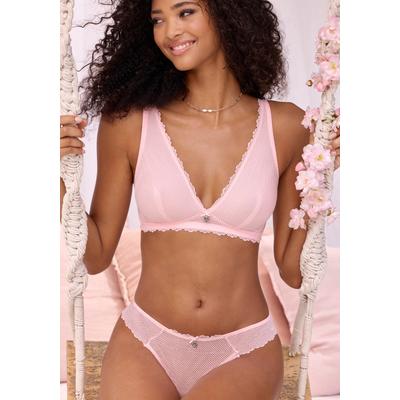 Bralette-BH VIVANCE "BH ohne Bügel, Spitzen-BH im High-Apex Design", Damen, Gr. 95, Cup C, rosa (rosé), Spitze, Obermaterial: 92% Polyamid, 8% Elasthan, BHs, als Dessous-Set kombinierbar, sexy Dessous, sexy Unterwäsche Damen