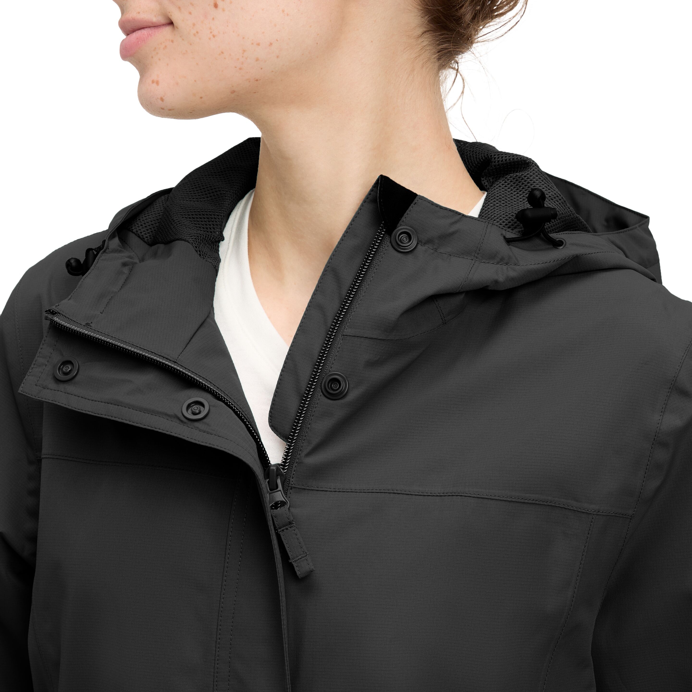 Regenjacke MCKINLEY "Regenjacke Carlide W", Damen, Gr. 42, schwarz (schwarz night), Obermaterial: 100% Polyester, Jacken Regenjacke schwarz night 42