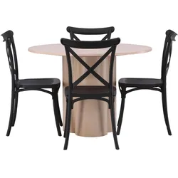 Ebuy24, Essgruppe, Olivia Essgruppe Esstisch Whitewash 4 Stühle Kunststoff schwarz. (MDF)