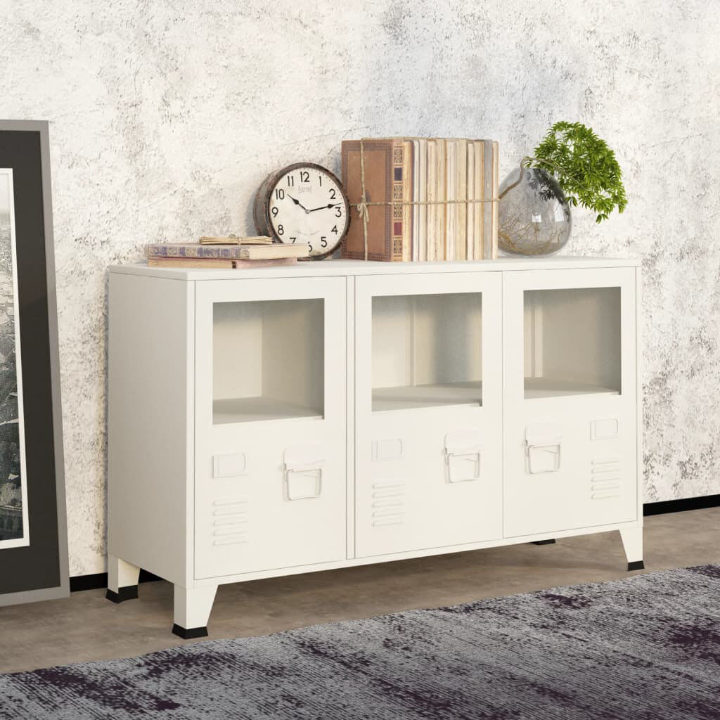 Rio Dreadnought 105 cm W Glass Sideboard White 62cm H X 105cm W X 35cm D