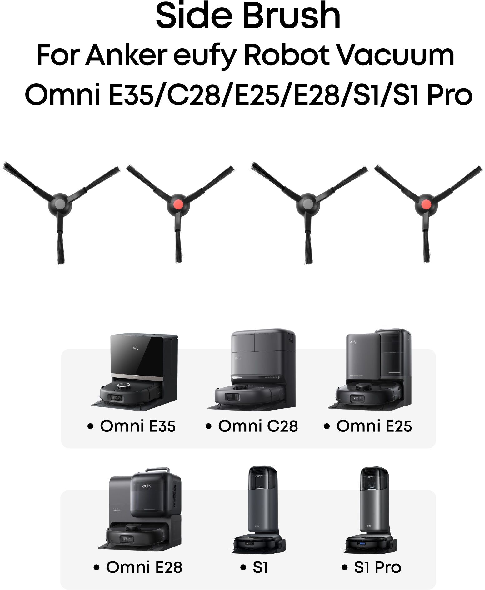 Anker eufy Side Brushes for E35, E25, E28, S1 Pro, S1, C28, 2 Pairs