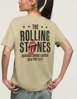 Lucky Brand Rolling Stones Msg Boyfriend Tee - Women's Clothing Tops Shirts Tee Graphic T Shirts in Belgian Block, Size XL