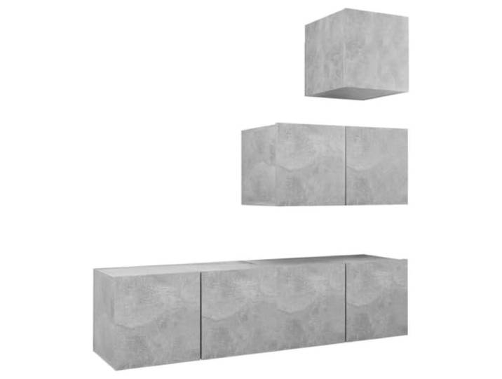 hliofuir 4-tlg TV-Schrank-Set Betongrau Hängendes Lowboard Holzwerkstoff Vielseitige Wandmontage spart Stellfläche im Wohnzimmer oder Gästezimmer, bietet geordneten Stauraum für Medien und Deko.