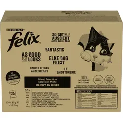 FELIX Fantastic Katzenfutter Auswahl an Geschmacksrichtungen in Gelee 120x85g