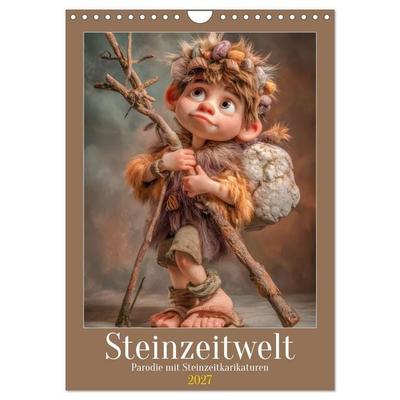 Steinzeitwelt - Parodie mit Steinzeitkarikaturen (Wandkalender 2027 DIN A4 hoch), CALVENDO Monatskalender