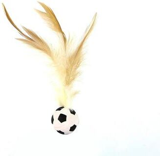Uplift Essentials Interactive Bouncy Ball Cat Toy With Feathers soccer