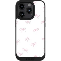 Nivocase Handyhülle für Apple iPhone 15 Pro Hülle NIVOpure Case Schwarz Muster Schleife Schleifen (Apple iPhone 15 Pro), Smartphone Hülle, Schwarz