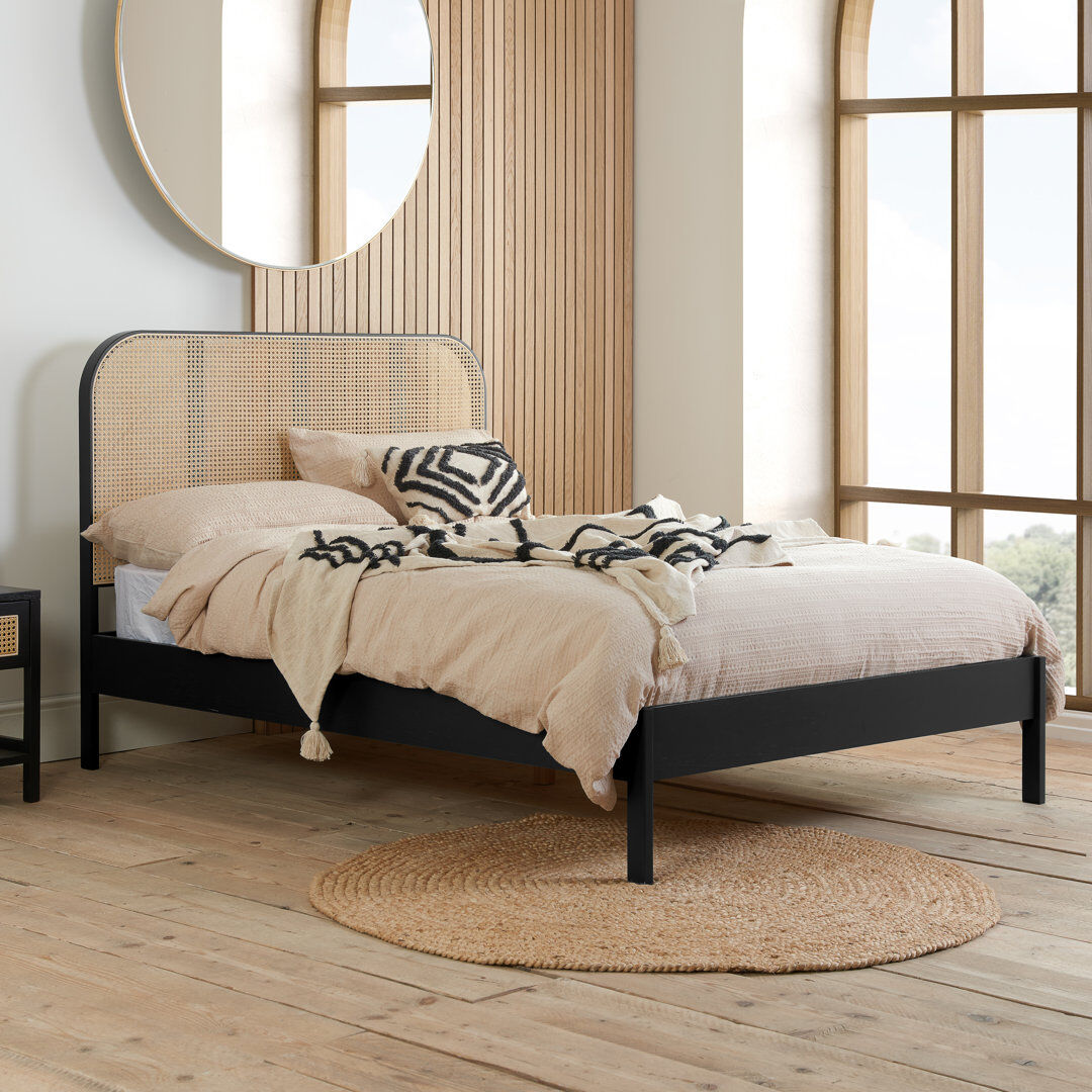 Bay Isle Home Adeoye Rattan Panel Bed Black Super King (6')