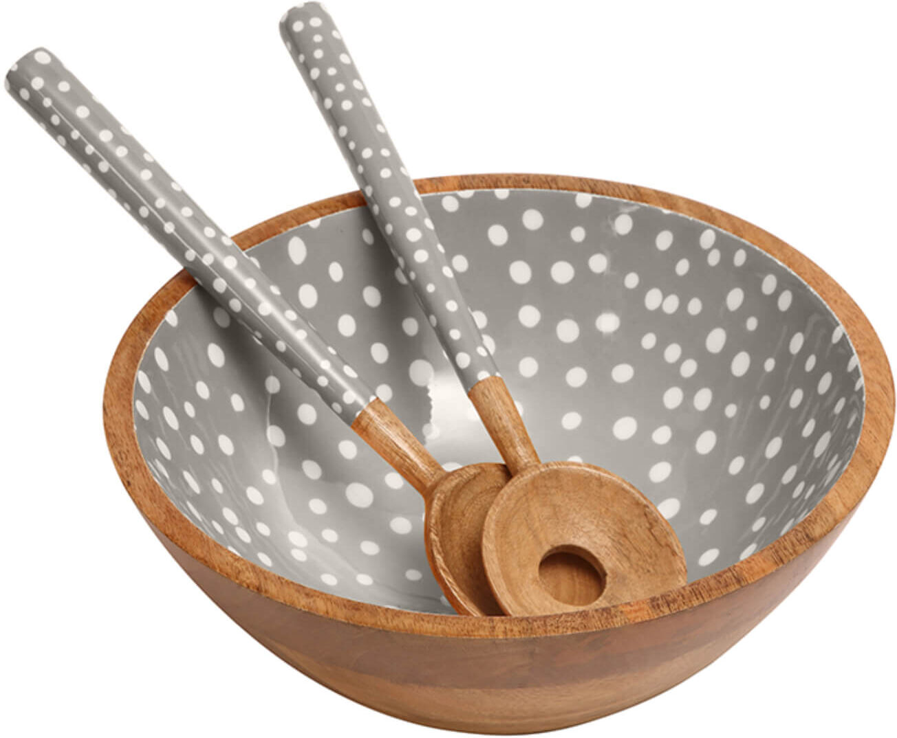 Dexam Sintra Mango Wood Spotted Salad Bowl - Stone