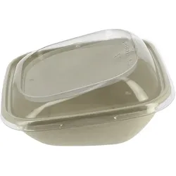 MONOUSO - Verpackungen Zuckerrohr mit Deckel 750ml 190x190x80mm (15 Stück)