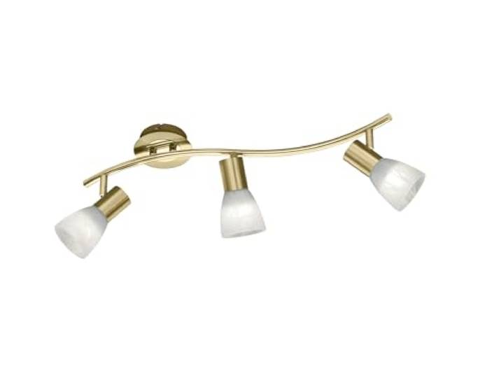 Trio Leuchten 871010308 Levisto Plafonnier LED en laiton mat et verre albâtre blanc\, 3er-balken Messing Matt