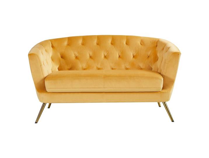2-Sitzer-Sofa Lita Gelb Samt Chesterfield-Design
