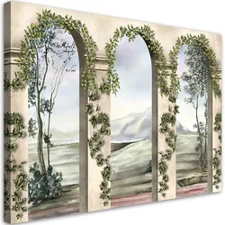 WANDBILD säulen und bögen mit efeu