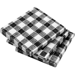 MONOUSO - Schwarze Cocktailserviette aus Double Point-Papier "Vichy" 20x20cm (100 Stück)