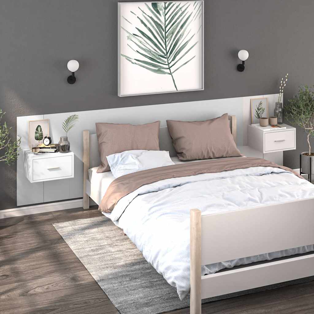 vidaXL Mesita de noche de pared blanca Blanco