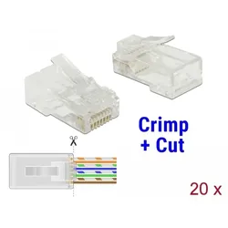 CAT 5e RJ45 Crimp+Cut Stecker UTP, 20 Stück