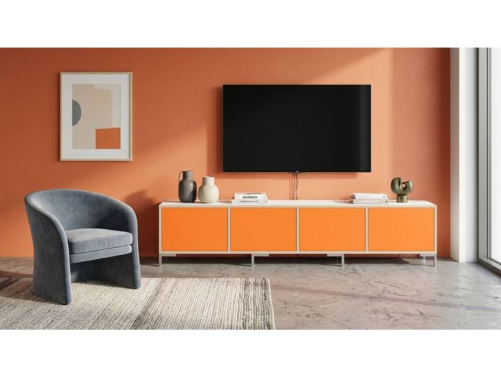 Breites Lowboard nach Maß Premium Dekore Weiß Multiplex Kante