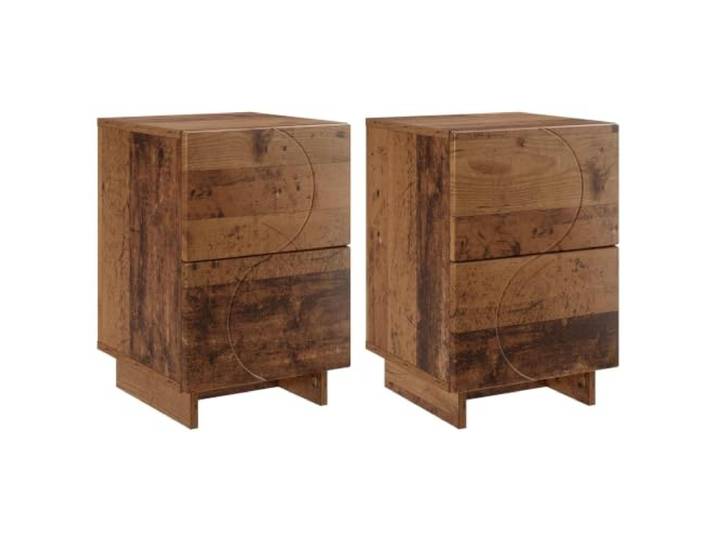 Fisinber Nachttisch 2er Set Eichenholz Optik Beistelltisch 33,5x34,5x50 cm Modernes 2er Set Nachttische fürs Schlafzimmer mit flexibler Schubladenmontage und robuster Holzwerkstoff-Oberfläche.