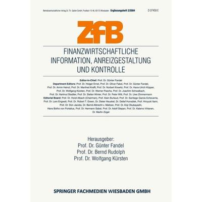 Finanzwirtschaftliche Information, Anreizgestaltung und Kontrolle, Taschenbuch von Günter Fandel,Bernd Rudolph,Wolfgang Kürsten,