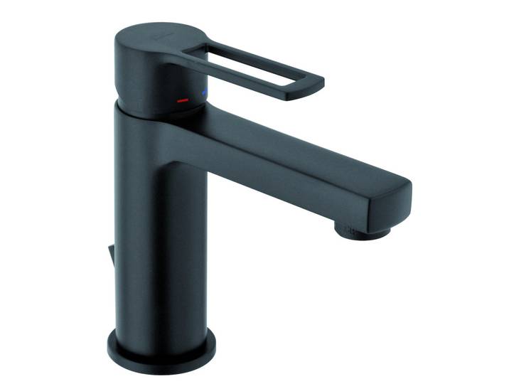 Vallone mitigeur lavabo avec tirette et vidage, noir mat (RIN075NO)