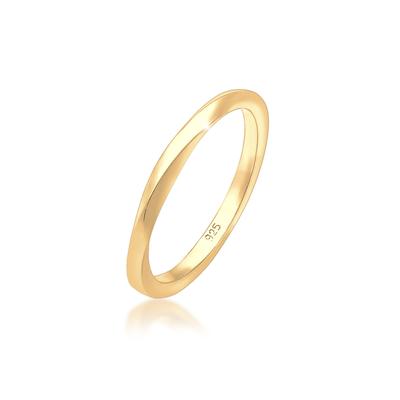 Fingerring ELLI "Gedreht Trend Basic 925er Silber" Gr. 54, gold, Fingerringe, Damen, 54mm, ohne Stein, Silber 925 (Sterlingsilber), 1,5mm, Fingerring