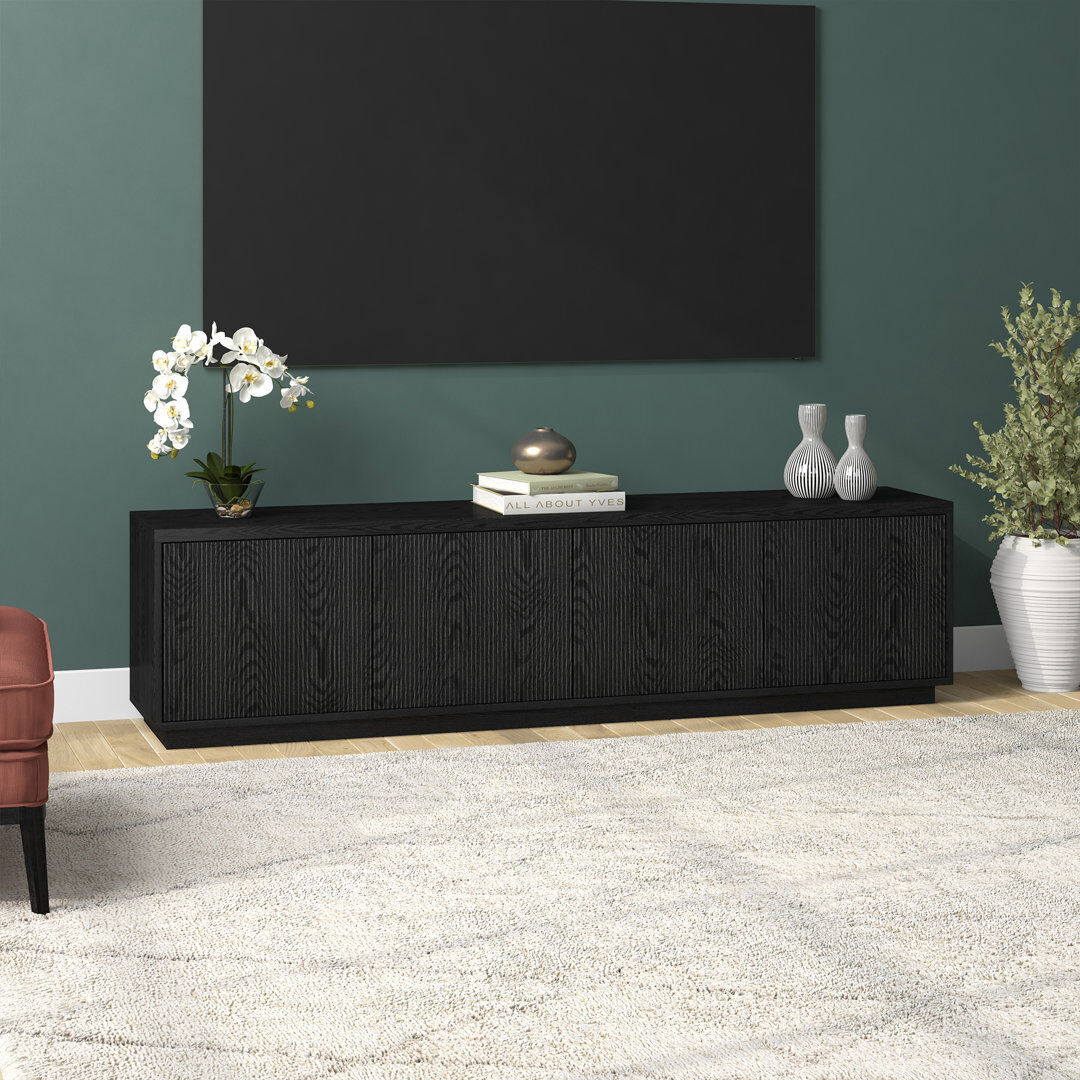 Hudson&Canal Hanson Rectangular Fluted TV Stand for TV's up to 85" Espresso Wood 85"