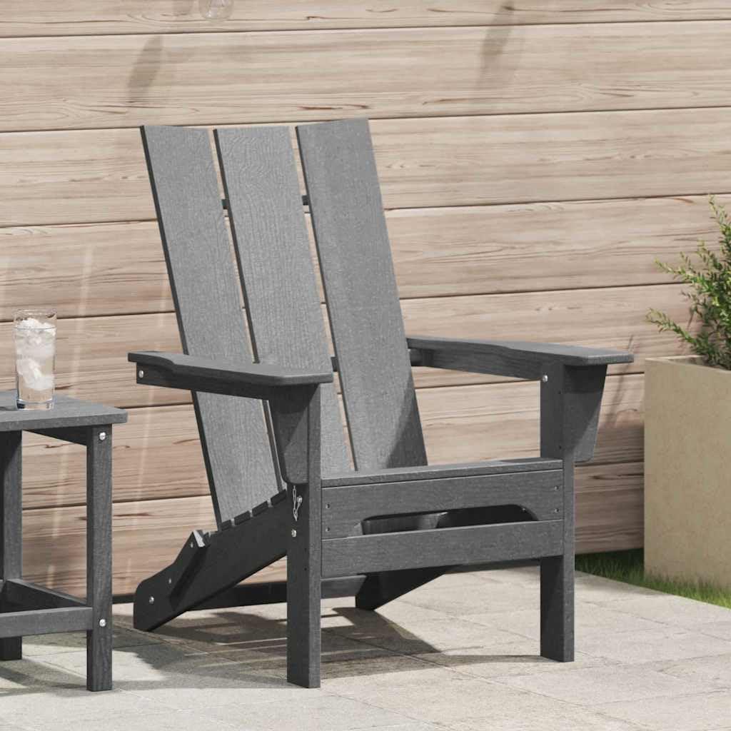 Klappbarer Adirondack-Stuhl in Hellgrau, 74.5 x 80.5 x 90cm, aus Plastik für Garten und Außenbereich, 19 KG